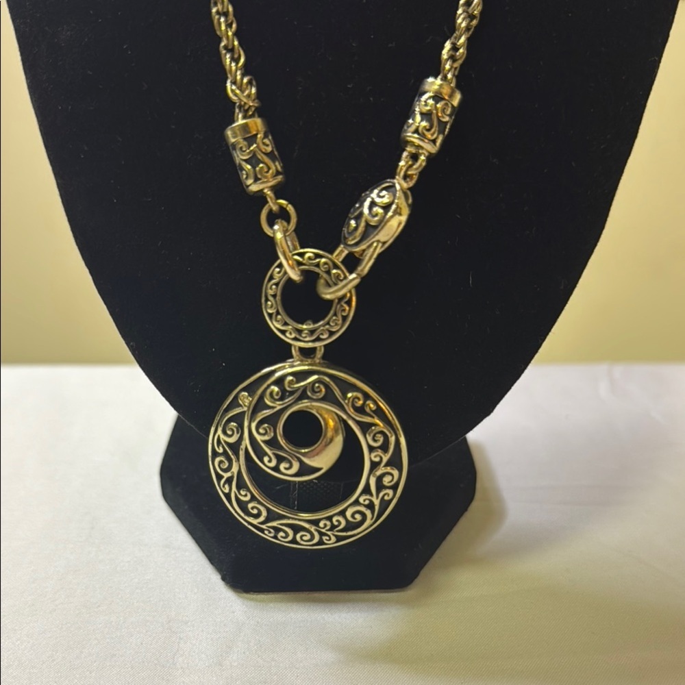 Gold and Black‎ Spiral Pendant Necklace